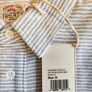 NWT Men's Faherty Movement Short Sleeve Polo / MEDIUM / Dune Stripe Grey